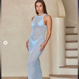 Monday Swimwear Light Blue Crochet Dress